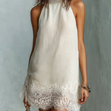 Blanche | Mini Halter Neck Dress in Off-White