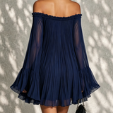 Ondine | Mini Dress with Bell Sleeves, Ruffles, Off-the-Shoulder
