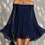 Ondine | Mini Dress with Bell Sleeves, Ruffles, Off-the-Shoulder