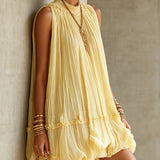 Margaux | Mini Ruffle Dress, Halter Neck, Yellow