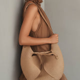 Bettina | Brown Sleeveless Mini Dress in Chiffon, Halter Neck with Ruffles