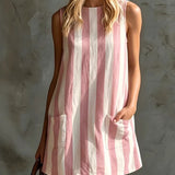 Margot | Striped Sleeveless Mini Dress, Round Neck