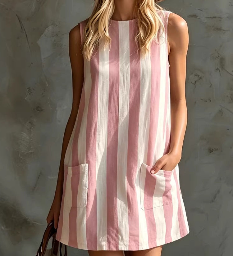 Margot | Striped Sleeveless Mini Dress, Round Neck