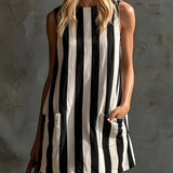 Margot | Striped Sleeveless Mini Dress, Round Neck