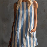 Margot | Striped Sleeveless Mini Dress, Round Neck