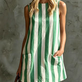 Margot | Striped Sleeveless Mini Dress, Round Neck