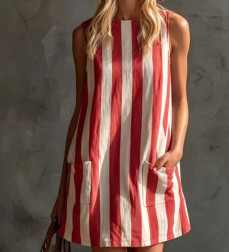 Margot | Striped Sleeveless Mini Dress, Round Neck