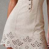 Gabrielle | Ivory Mini Lace Dress with V-Neck