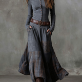 LEONE | VINTAGE LONG SUEDE CHECKERED DRESS (INCLUDES BELT)