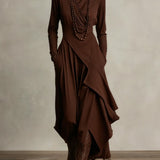 Irene | High-neck Asymmetrical Pleated Dress