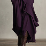 Irene | High-neck Asymmetrical Pleated Dress
