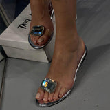 TRANSPARENT SANDALS WITH GEMSTONE FOR WOMEN
