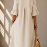 Buttoned Dress with Pleat Charlotte