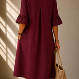 Buttoned Dress with Ruffled Sleeves Brigitte
