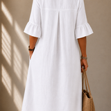 Buttoned Dress with Flared Sleeves Nicole