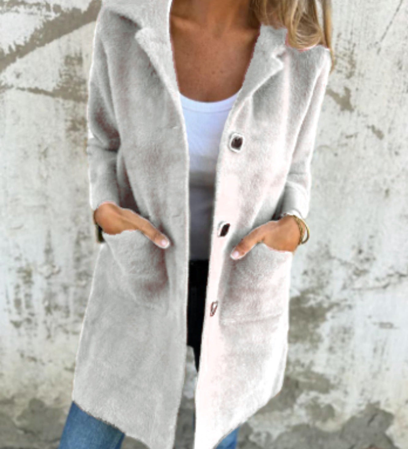 MORWENNA | LONG SLEEVE BUTTON COAT WITH POCKETS