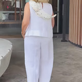 Trinidad™ | White Blouse and Wide-Leg Trousers Set