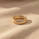 Filigree Scroll Ring with Pavé Stone Accents in Gold Tones