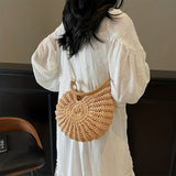Tea | Woven Tote Bag with Chain Strap - Camel