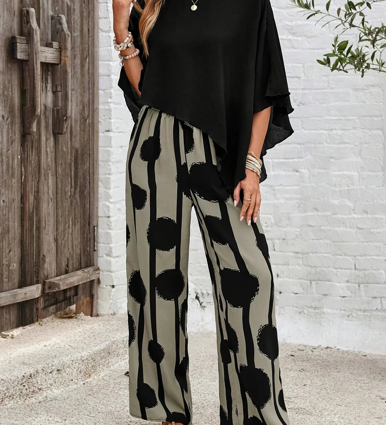 Valeriana™ | Asymmetrical Top and Boho Trouser Set