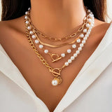 Layered Necklace Set with Modern Pearls