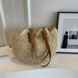 Lisa | Woven Straw Round Bag - Beige
