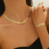 SQUARE BUCKLE NECKLACE & BRACELET SET
