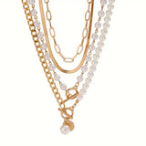 Layered Necklace Set with Modern Pearls