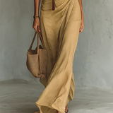 UNA | LAPEL-WRAP MAXI DRESS