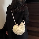 Tamara | Woven Tote Bag with Chain Strap - Cream White