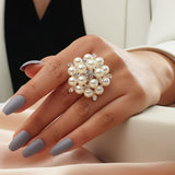 Adjustable Ring with Pearls