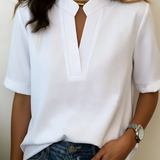 Élise — Elegant Short Sleeve V-Neck Blouse