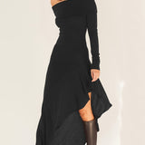 SOERAHA | OFF THE SHOULDER BODYCON DRESS WITH RUFFLE DETAILS