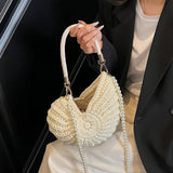 Orsola | Woven Tote Bag with Chain Strap - Black