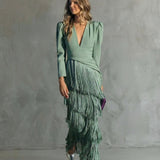 Chiara | Elegant Dress with Fringed Sleeves