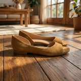 Camilla | Low Suede Sandals with Open Toe and Back Strap
