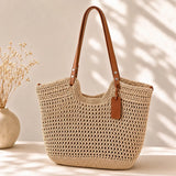 Alina | Hand-Woven Crochet Shopper Bag - Light Beige
