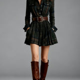 Cinnamon | Mini Vintage Dress in Red and Brown Check (with belt)