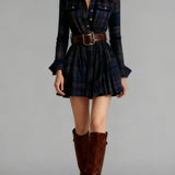 Cinnamon | Mini Vintage Dress in Red and Brown Check (with belt)