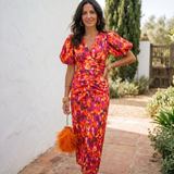Carla™ | Midi Floral Dress with Puff Sleeves