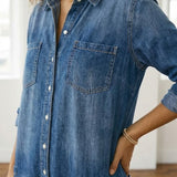Diana | Vintage Washed Soft Cotton Denim Jumpsuit with Button Closure