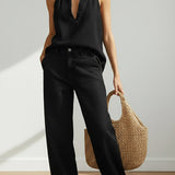 Ivy | Vintage Washed Soft Denim-Look Two-Piece Set