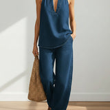 Ivy | Vintage Washed Soft Denim-Look Two-Piece Set