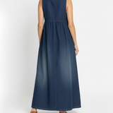 Karen | Vintage Washed Soft Cotton Feel Denim Maxi Dress