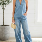 Ivy | Vintage Washed Soft Denim-Look Two-Piece Set