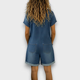 Joan | Vintage short Cotton Denim-Look Overalls