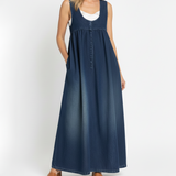 Karen | Vintage Washed Soft Cotton Feel Denim Maxi Dress