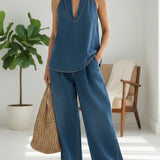 Ivy | Vintage Washed Soft Denim-Look Two-Piece Set