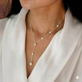 Lariat Necklace with Cascading Pearls