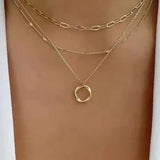 ELEGANT LAYERED GOLD CHAIN & PENDANT NECKLACE